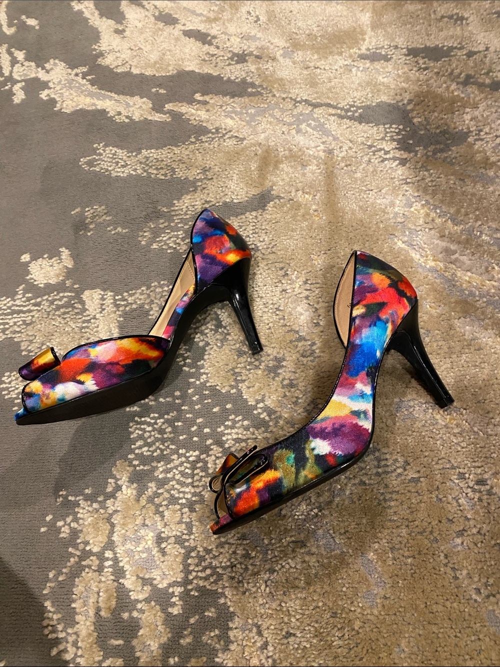 Coach satin colorful kitten heels peep toe - Picture 5 of 12